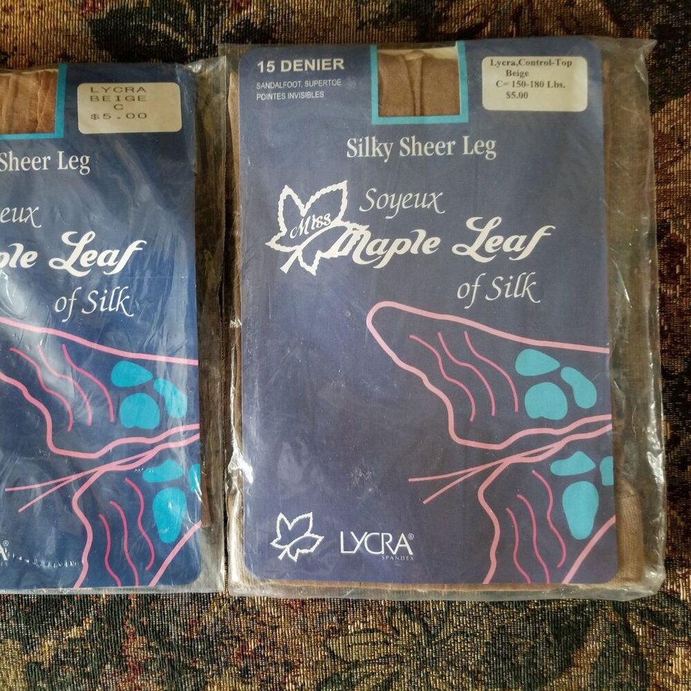 NWT. Control top, beige, sheer pantyhose, size C, 150 - 180 lb, 2 pairs. New.